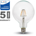 E27 LED izzó Retro filament (6W/300°) G125 - meleg fehér, PRO Samsung