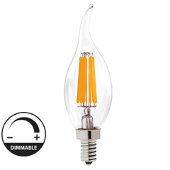 E14 LED izzó Retro filament (4W/300°) Gyertya láng - meleg fehér, dimmelhető