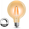 E27 LED izzó Vintage filament (6W/300°) G95 - extra meleg f., dimmelhető Kifutó