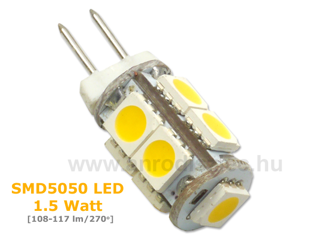 LED lámpa G4 (SMD5050x9/1.5W/270°) meleg fehér