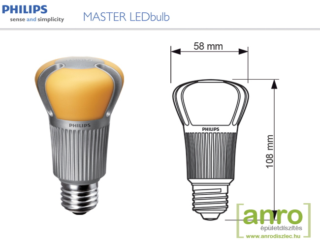 LED lámpa E27 (12W/fényerőszabályozható) meleg - Philips